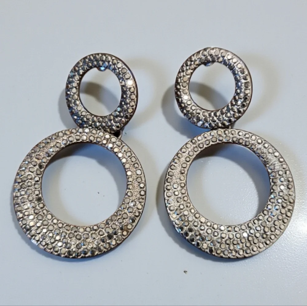Rhinestone Double Hoop Earrings